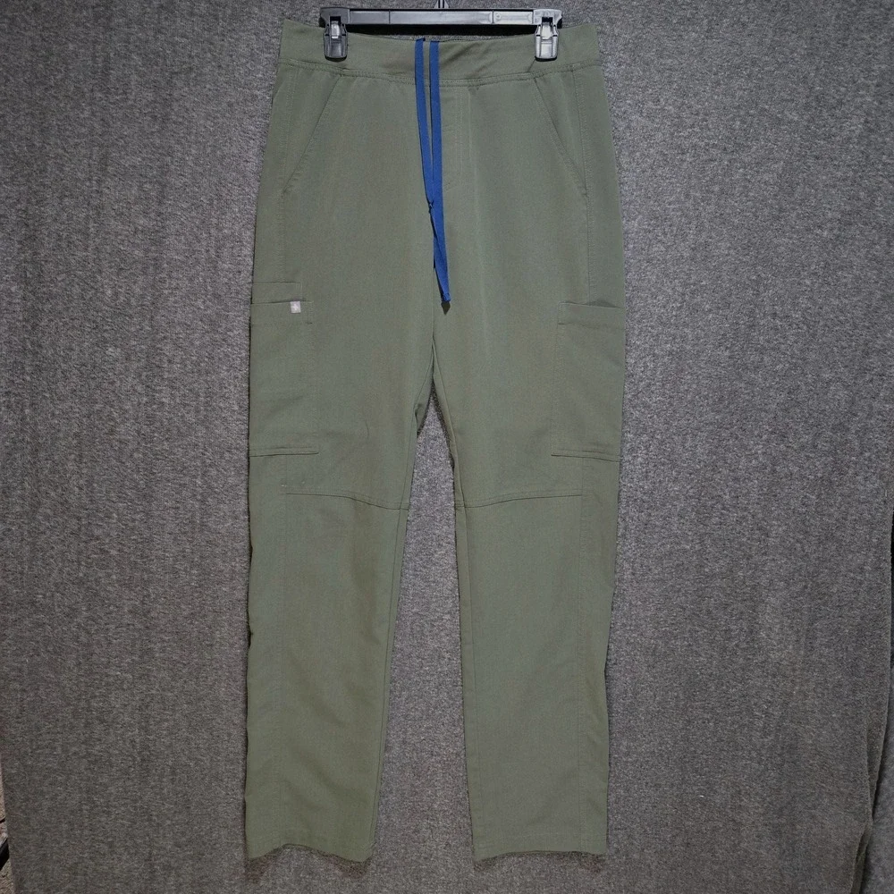 Figs Scrub Pants Mens M Tall Dark Moss Green Axim Cargo Straight Leg Classic Fit